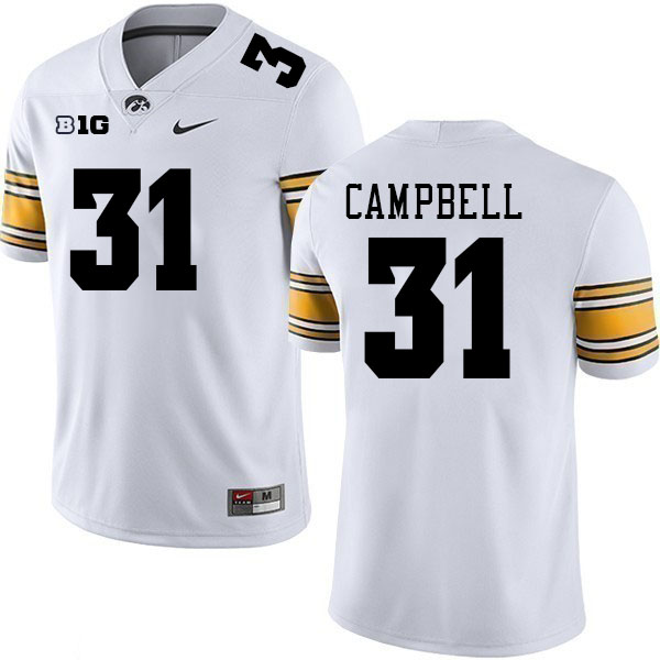 Iowa Hawkeyes #31 Jack Campbell College Football Jerseys Stitched Sale-White